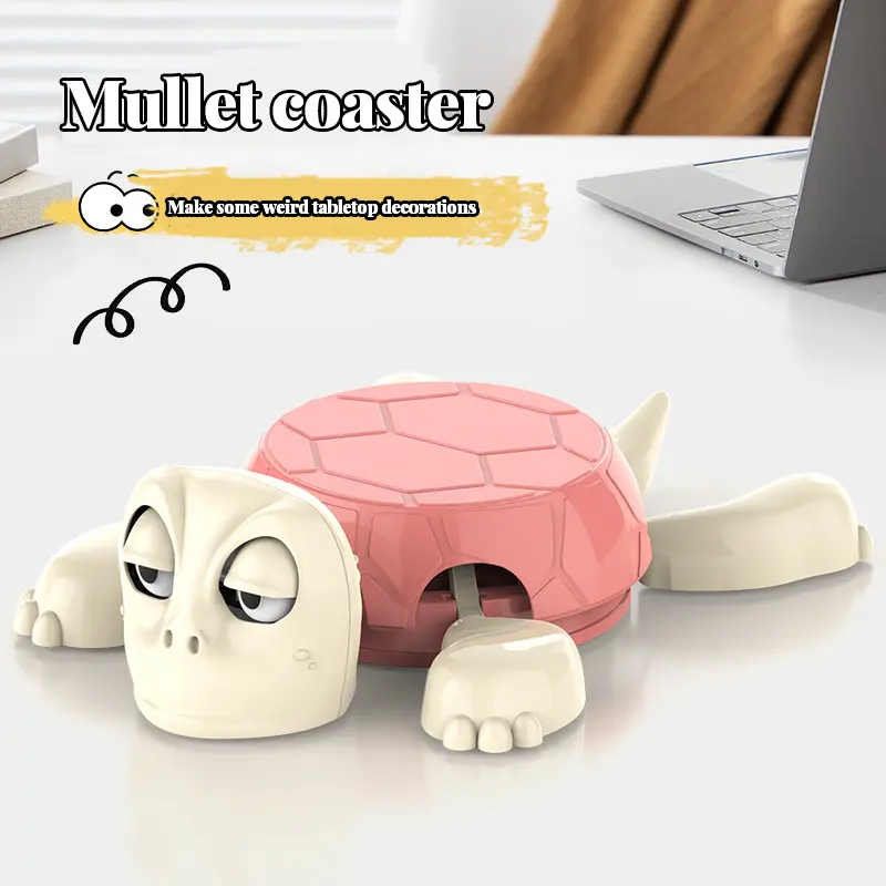 Fun Turtle Coaster Creative Interactive Lever Motion Panicked Pose Novelty Mug Rest Office Desk Toy Anti Anxiety Toys Cute Gifts