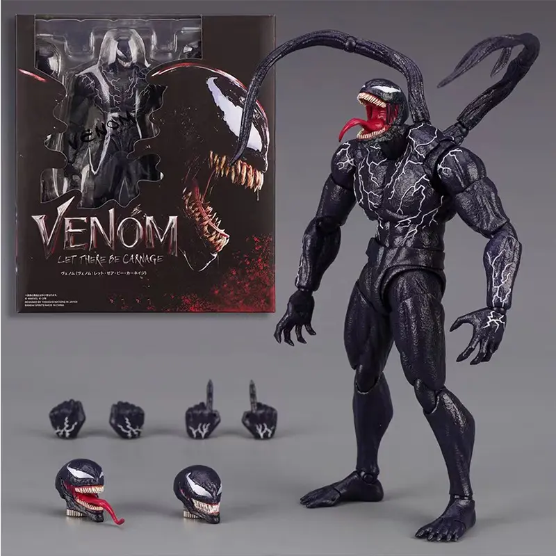 SHF Venom Carnage Spider Man Legends Action Figure Joint Movable Face Statue Model Doll Collectible Kids for Toy Gift