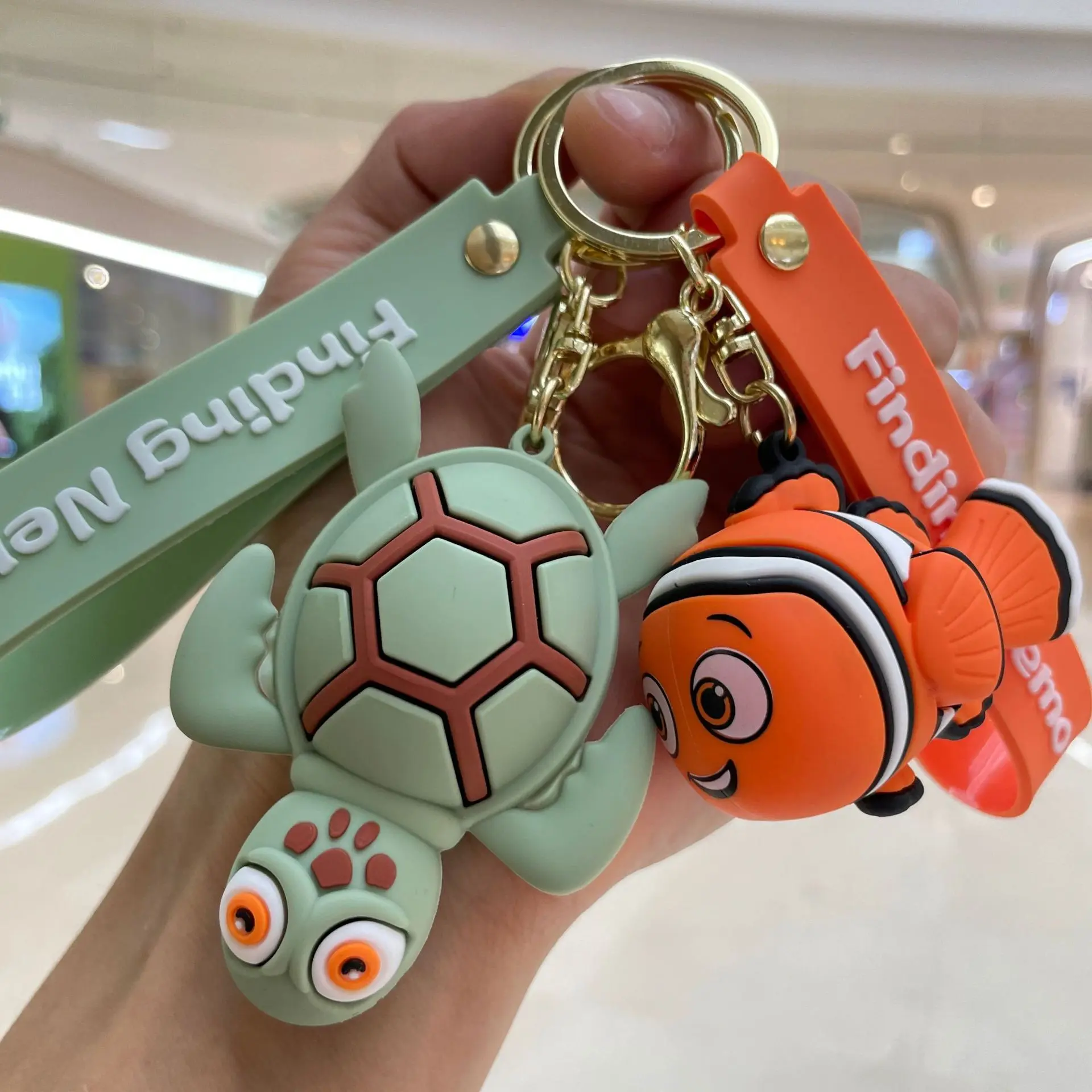 Kawaii Cartoon Finding Nemo Keychain Cute Animals Ugly Fish Shark Keyring Men's and Women's Bag Pendant Accessories Kids Gift
