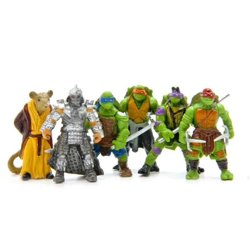 6PCS Teenage Mutant Ninja Turtles Mini Anime Action Figure 5cm Raphael Donatello Toys Model Desktop Decor Cartoon Kids Birthday