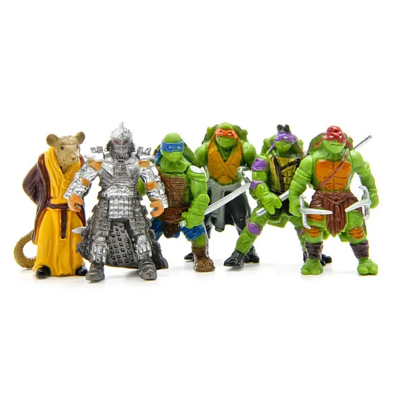 6PCS Teenage Mutant Ninja Turtles Mini Anime Action Figure 5cm Raphael Donatello Toys Model Desktop Decor Cartoon Kids Birthday