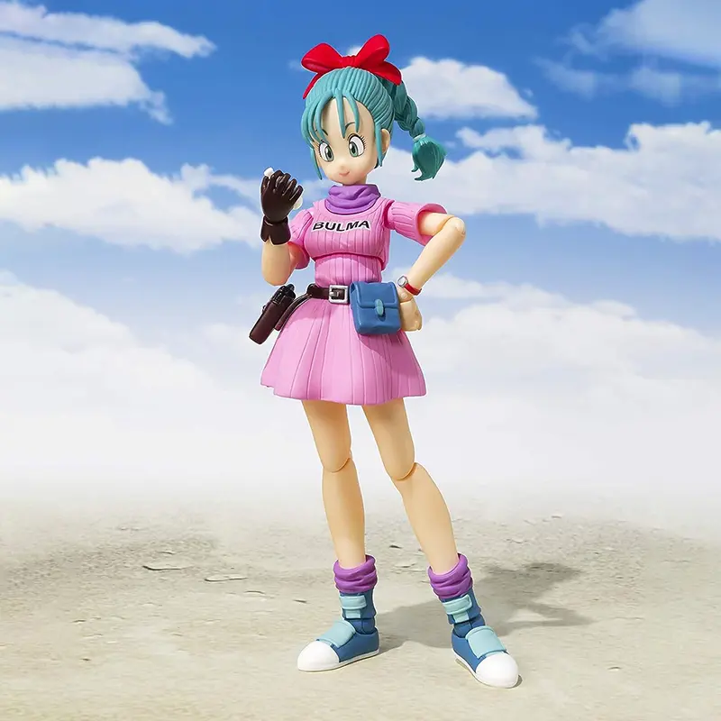 13cm SHF Dragon Ball Figures Bulma Goku Action Figure PVC Battle Force Detector Collection Doll Anime Movable Figurine Model Toy