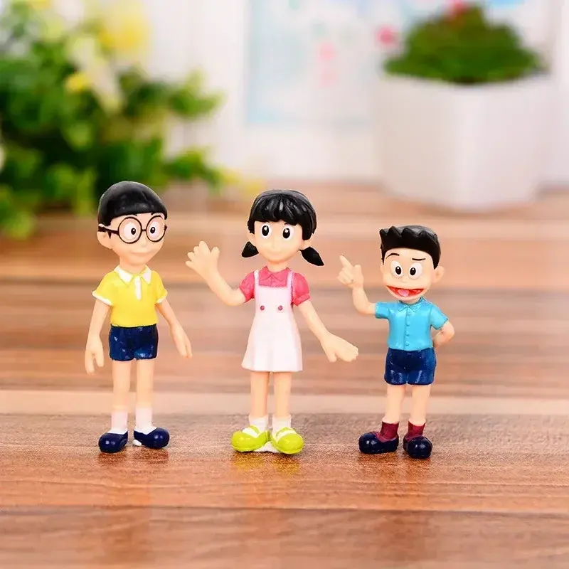 4-6cm 5pcs Doraemon Creative Home Cake Decoration Doll Kawaii Doraemon Family Portrait PVC Action Figures Toy Kids Birthday Gift