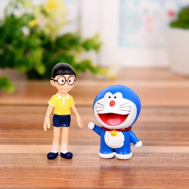 4-6cm 5pcs Doraemon Creative Home Cake Decoration Doll Kawaii Doraemon Family Portrait PVC Action Figures Toy Kids Birthday Gift