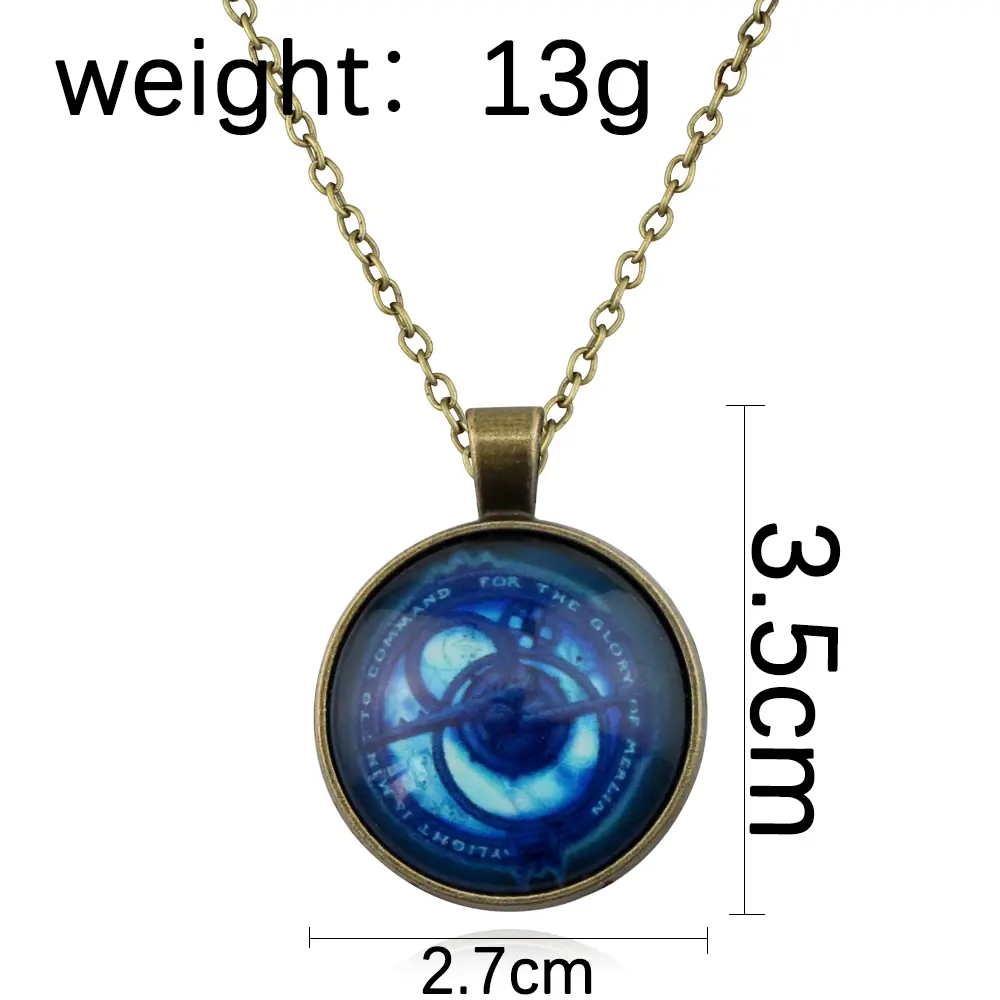 Vintage Amulet Trollhunters Pendant Necklace Toy Trollhunter Amulet Jewelry Bronze Color Chain for Children Women Men Gifts