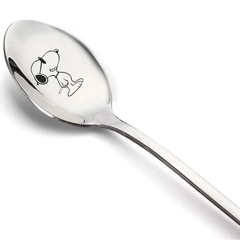 Snoopy Spoon Stainless Steel Drop Resistant  Baby Cutlery Ice Cream Pudding Cute Cartoon Anime Creative Spoons Birthday Gifts