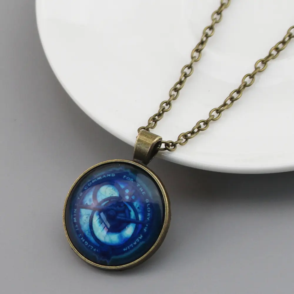 Vintage Amulet Trollhunters Pendant Necklace Toy Trollhunter Amulet Jewelry Bronze Color Chain for Children Women Men Gifts