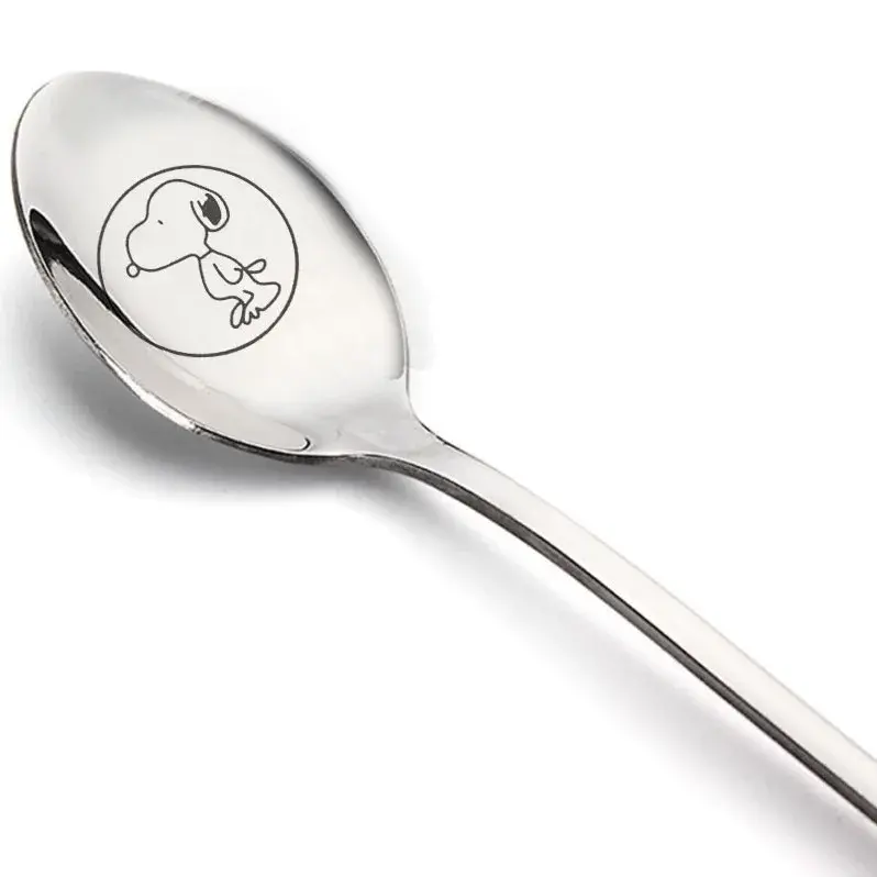 Snoopy Spoon Stainless Steel Drop Resistant  Baby Cutlery Ice Cream Pudding Cute Cartoon Anime Creative Spoons Birthday Gifts