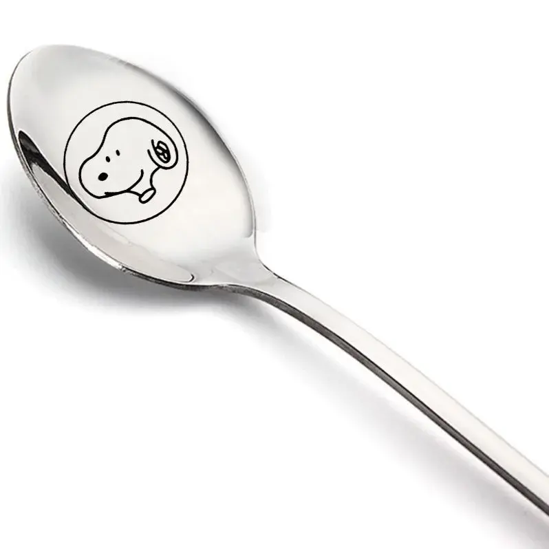 Snoopy Spoon Stainless Steel Drop Resistant  Baby Cutlery Ice Cream Pudding Cute Cartoon Anime Creative Spoons Birthday Gifts