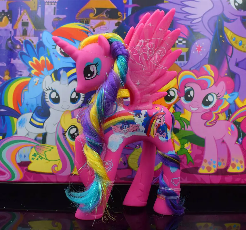 14cm Rainbow Poney Cartoon Unicorn Model Ornaments Toys Anime Figure Doll Mini Horses Decoration For Girls Birthday Gifts