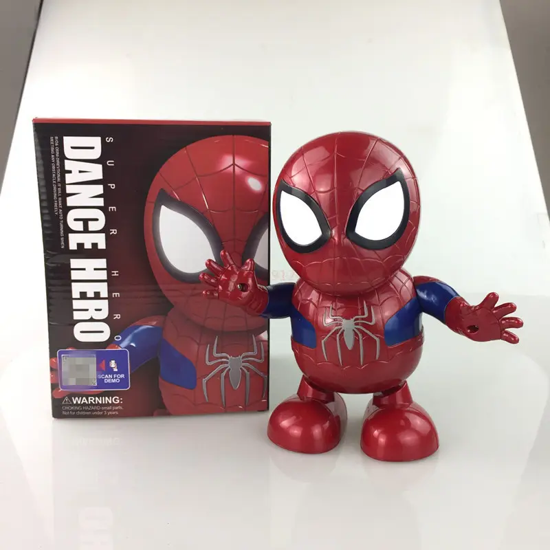 Marvel Iron Man Dance Action Figures Sing Led Light Spiderman Robot Model Avengers Super Hero Robots Kid Doll Christmas Toy Gift