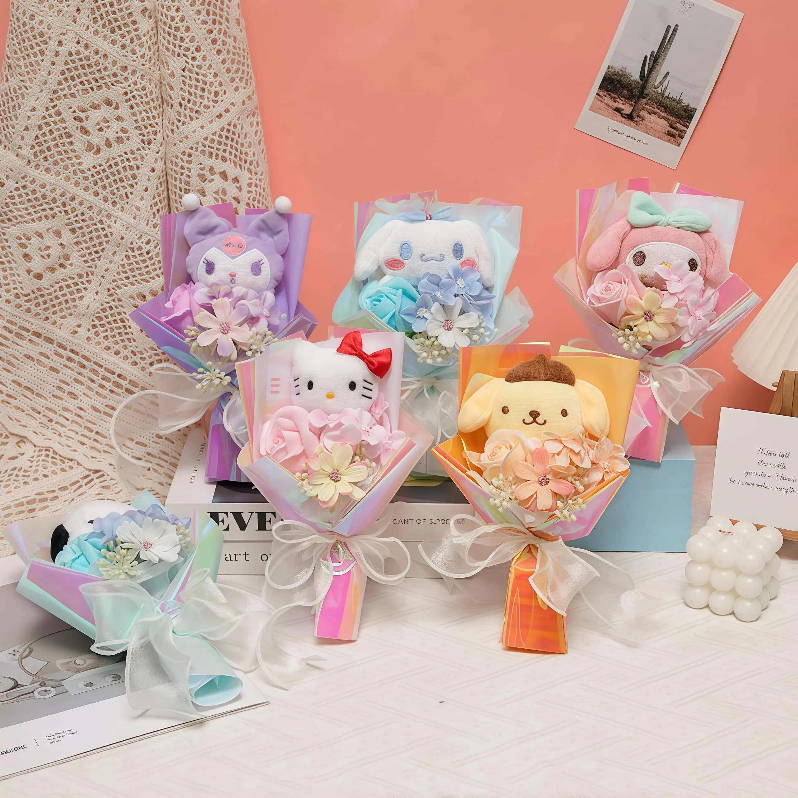 New cartoon characters Hello kitty doll bouquet Creative souvenir bouquet Gift Girls Birthday Gift Children Bouquet Wholesale