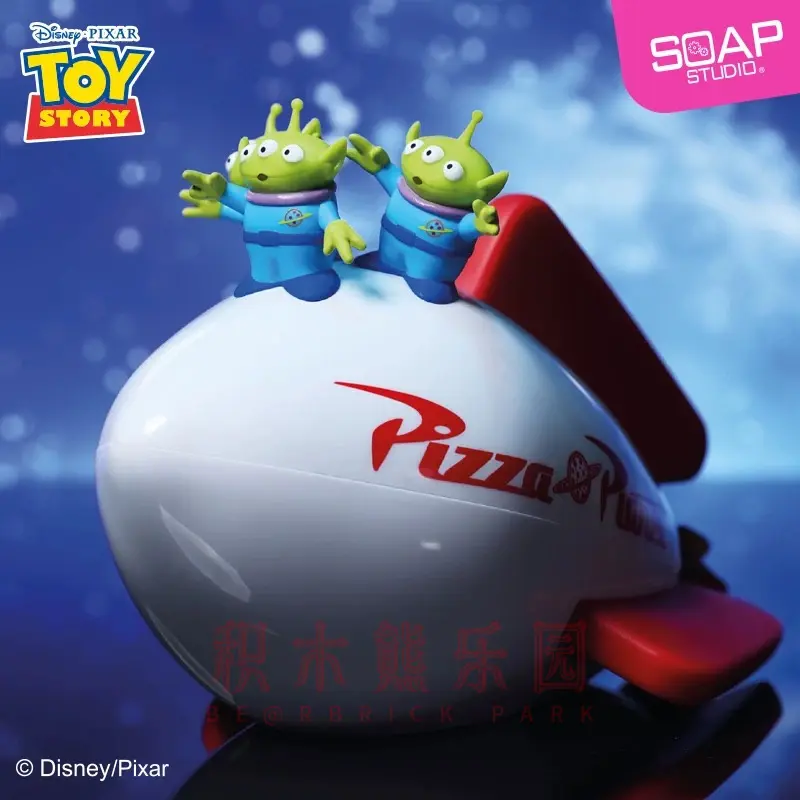Original Disney Alien Hamburg Toy Story Anime Figure Model Pizza Planet Storage Bucket Pizza Planet Usb Night Light Play Toys
