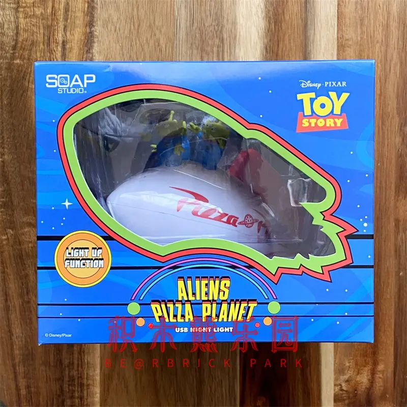 Original Disney Alien Hamburg Toy Story Anime Figure Model Pizza Planet Storage Bucket Pizza Planet Usb Night Light Play Toys