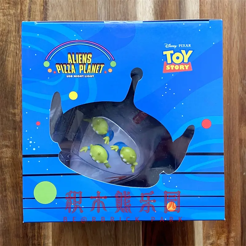 Original Disney Alien Hamburg Toy Story Anime Figure Model Pizza Planet Storage Bucket Pizza Planet Usb Night Light Play Toys