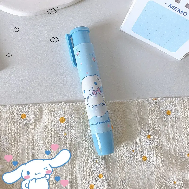 Sanrio Hello Kitty Pushable Erasers Anime Action Figures Kuromi Cinnamoroll My Melody Cartoon Stationery Children Birthday Gifts
