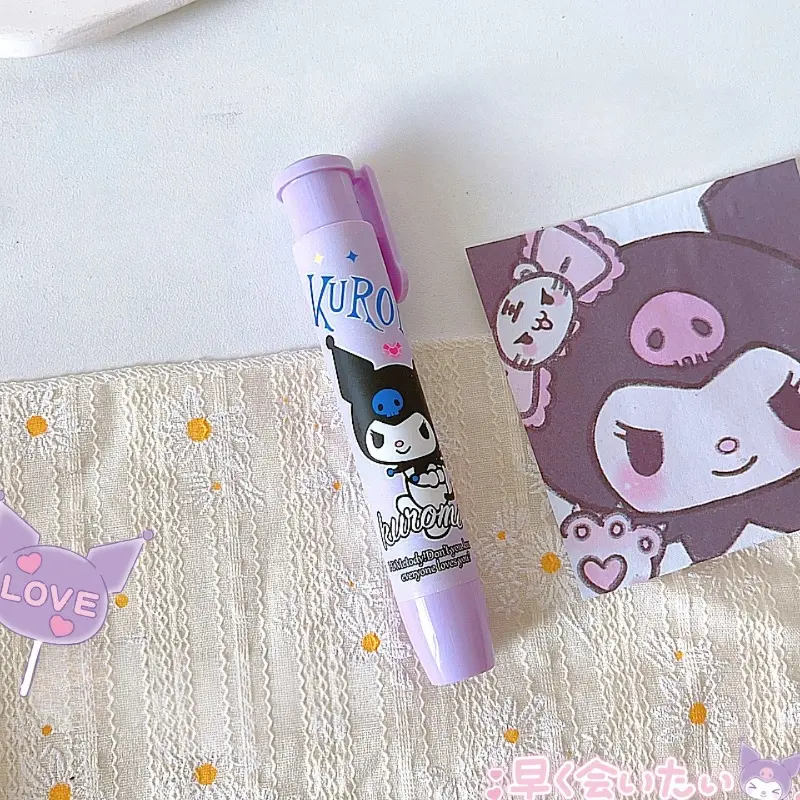 Sanrio Hello Kitty Pushable Erasers Anime Action Figures Kuromi Cinnamoroll My Melody Cartoon Stationery Children Birthday Gifts