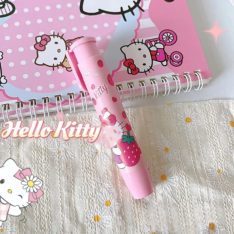 Sanrio Hello Kitty Pushable Erasers Anime Action Figures Kuromi Cinnamoroll My Melody Cartoon Stationery Children Birthday Gifts