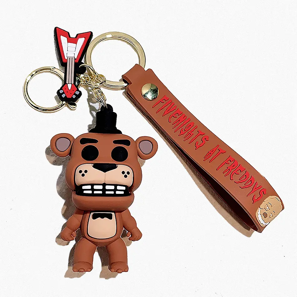 5PCS Wholesale Cartoon Game Action Figure FNAF Freddy's Fazbear Bear Doll Model Toy Five Nights Freddy Keychain for Kid Gifts