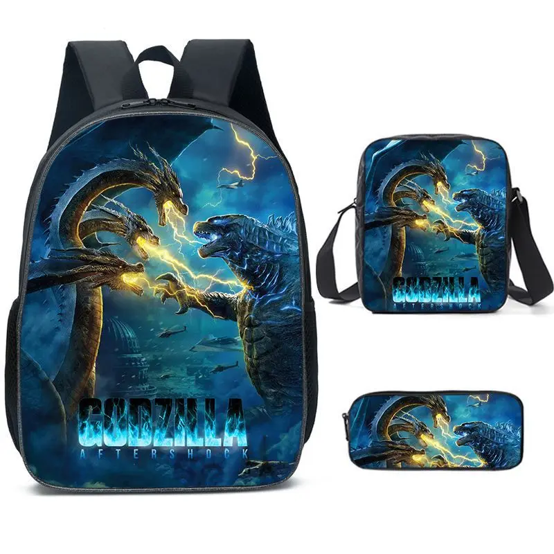 3pcs/set Godzilla X Kong : The New Empire School Bag Backpack Pen Bag Shoulder Bag Anime Knapsack Learning Supplies