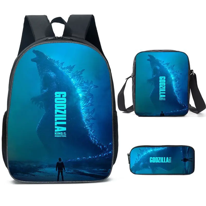 3pcs/set Godzilla X Kong : The New Empire School Bag Backpack Pen Bag Shoulder Bag Anime Knapsack Learning Supplies