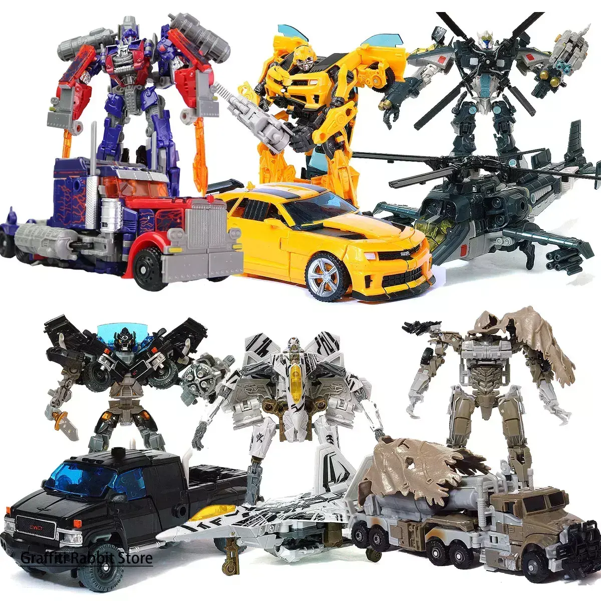 Transformation Toy Deformation Robot Yellow Action Figures H602 Bee Car Truck Helicopter Toys For Child Birthday Gifts NO BOX