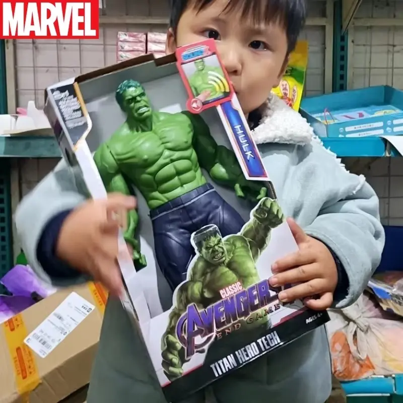 New 30cm Marvel Avengers Toy Thanos Hulk Spiderman Captain America Iron Man Thor Black Panther With Sound And Light Action Gifts