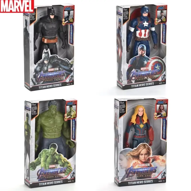 New 30cm Marvel Avengers Toy Thanos Hulk Spiderman Captain America Iron Man Thor Black Panther With Sound And Light Action Gifts