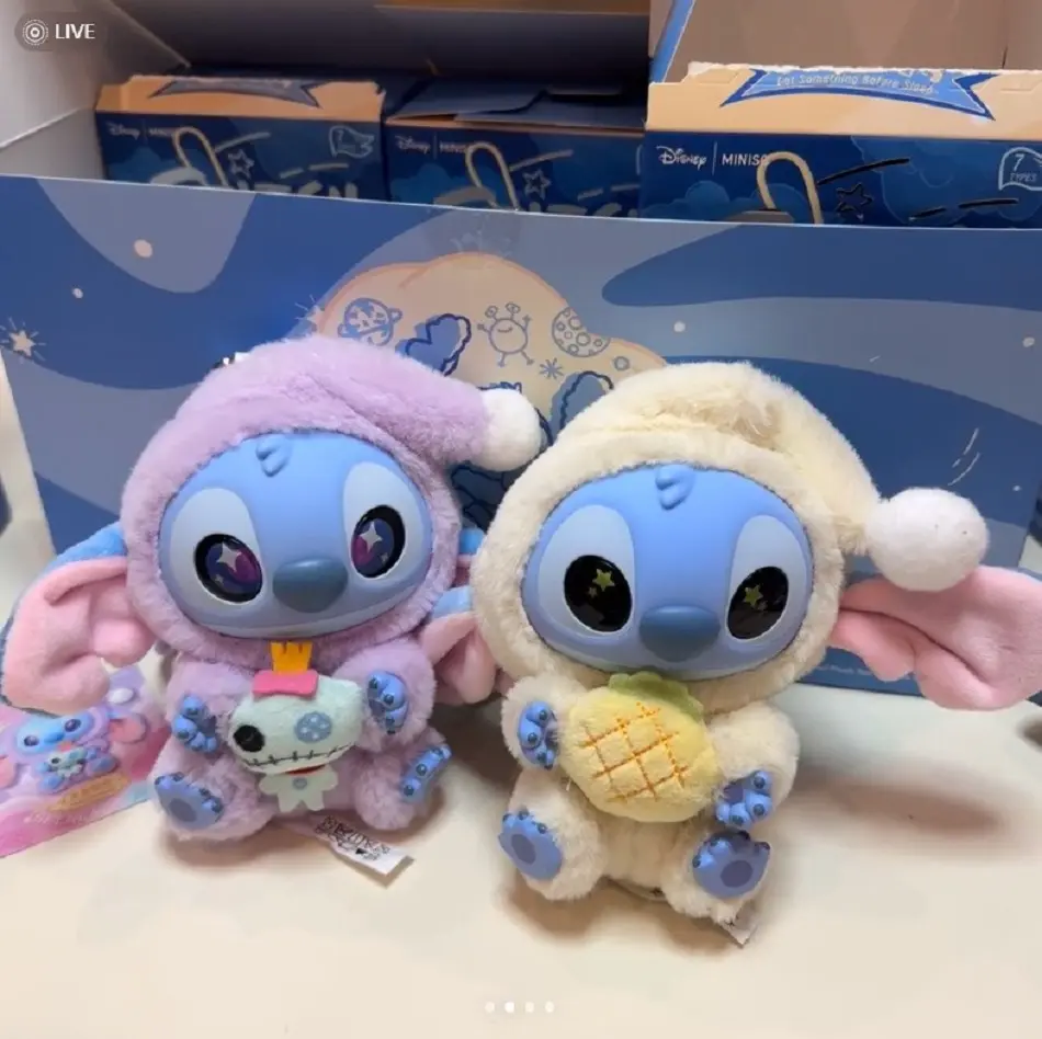 Miniso Genuine Stitch Eat Something Before Sleep Series Plush Blind Box Vinyl Toys Cute Doll Mystery Box Bag Pendant Decor Gifts