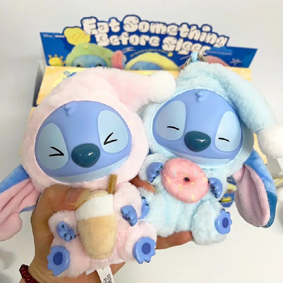 Miniso Genuine Stitch Eat Something Before Sleep Series Plush Blind Box Vinyl Toys Cute Doll Mystery Box Bag Pendant Decor Gifts