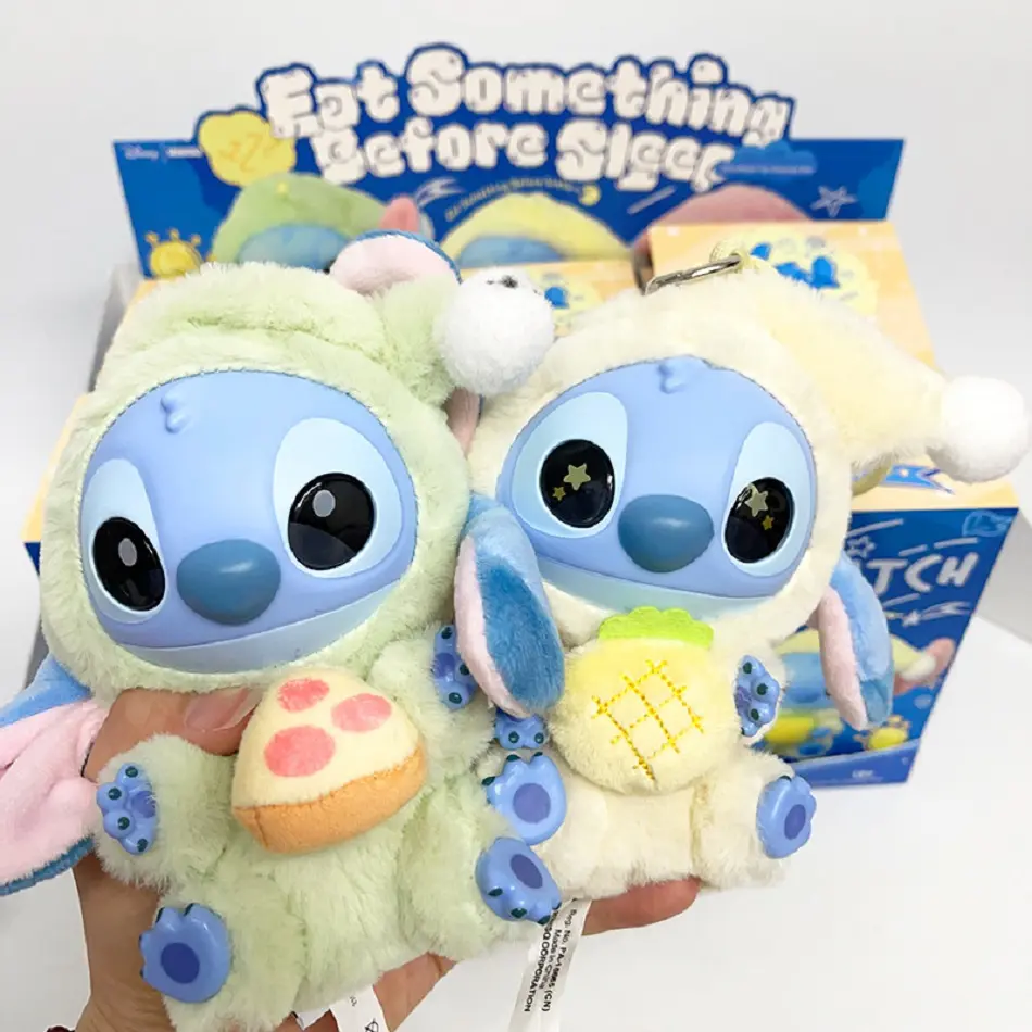 Miniso Genuine Stitch Eat Something Before Sleep Series Plush Blind Box Vinyl Toys Cute Doll Mystery Box Bag Pendant Decor Gifts