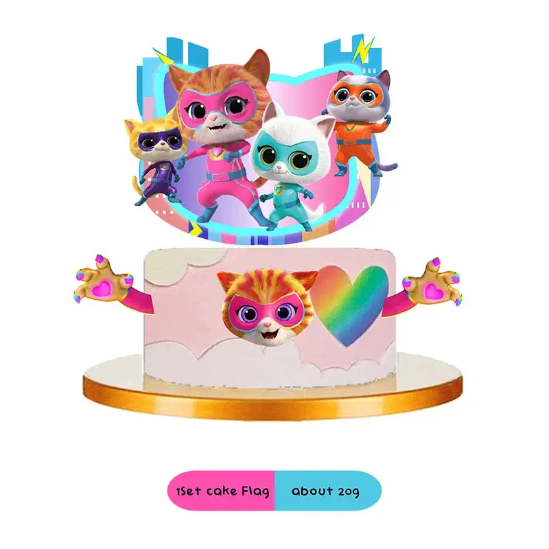Cartoon SuperKitties Theme Birthday Party Decoration Supplie Disposable Cutlery Balloon Background Baby Shower Children Gift Toy