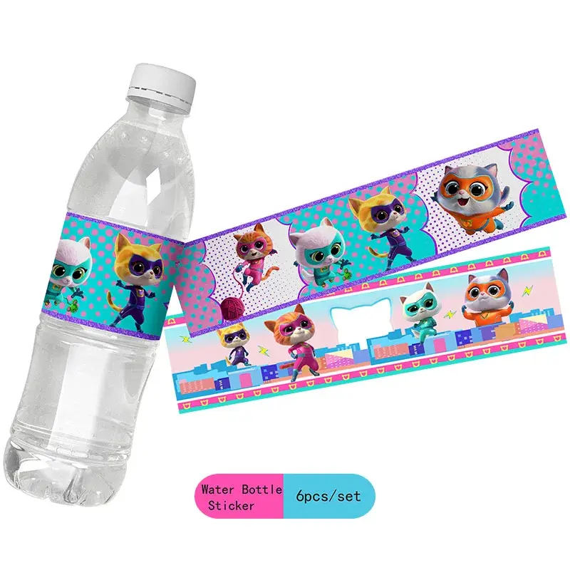 Cartoon SuperKitties Theme Birthday Party Decoration Supplie Disposable Cutlery Balloon Background Baby Shower Children Gift Toy