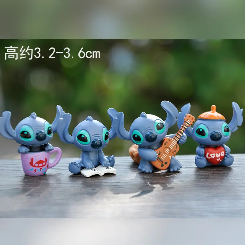 4pcs/set Disney Anime Lilo & Stitch Action Figure Cute Cartoon Model Doll DIY Decoration Birthday Festival Gift For Kids Friends