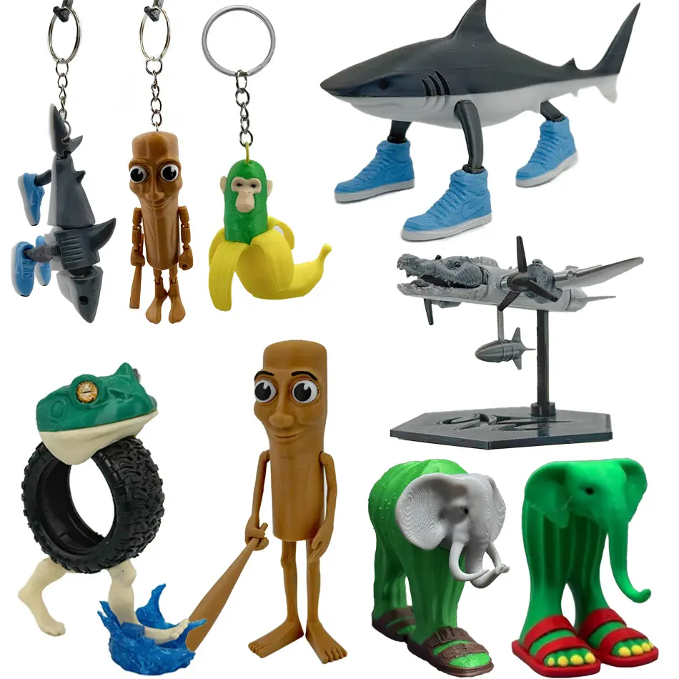 Shark Figurine Tungtungsahur Figure Funny Doll Desktop Decoration Tralalero Tralala Figure Movable Articulated 3D Printed Toys