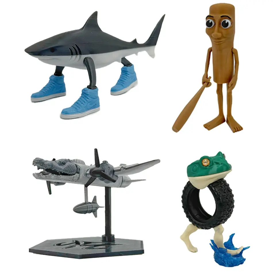 Shark Figurine Tungtungsahur Figure Funny Doll Desktop Decoration Tralalero Tralala Figure Movable Articulated 3D Printed Toys
