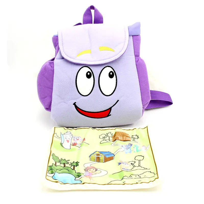 Disney Cartoon Dora Explorer Backpack Rescue Bag with Map Pre-Kindergarten Toys Purple Trendy Doll Schoolbag Charm Birthday Gift