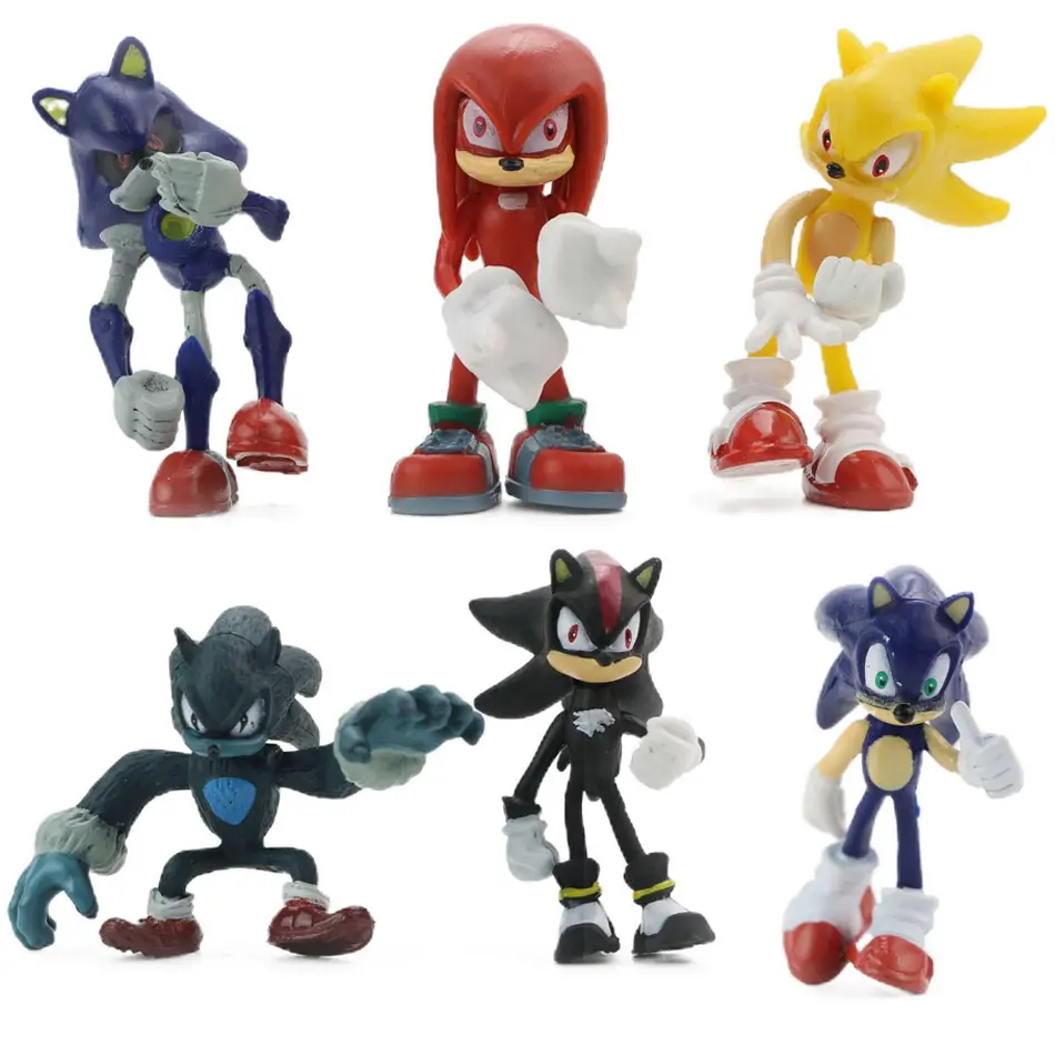 Hot whole set sale Sonic Tails Werehog Action Figures Blue Shadow Doll Cartoon Figurines Collectible Dolls Kids Hedgehog Toy