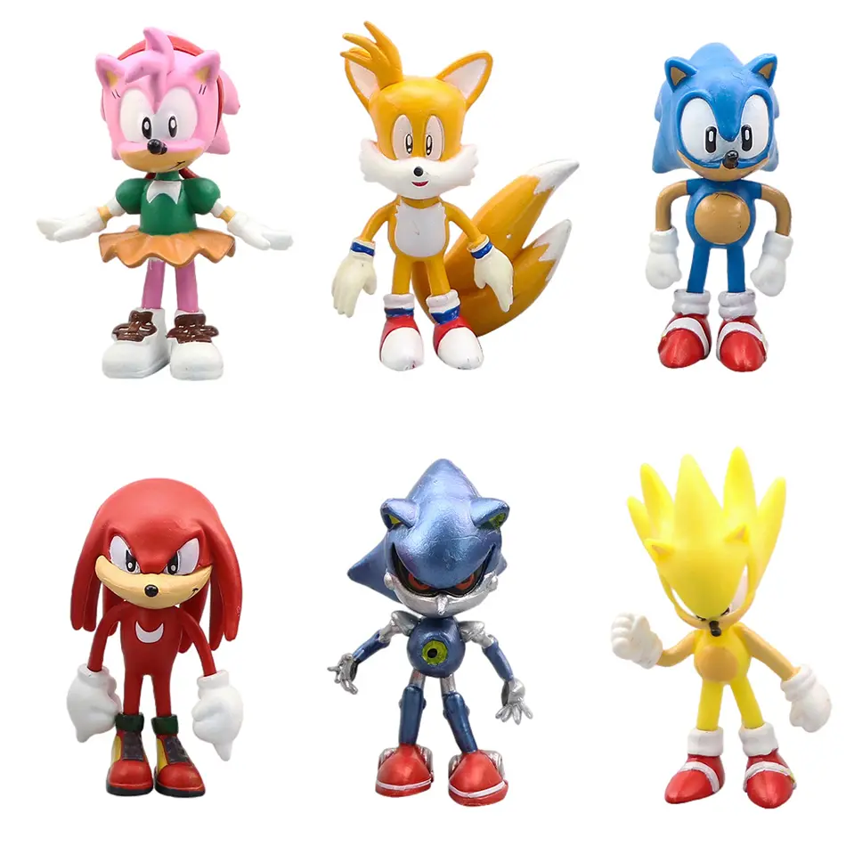 Hot whole set sale Sonic Tails Werehog Action Figures Blue Shadow Doll Cartoon Figurines Collectible Dolls Kids Hedgehog Toy