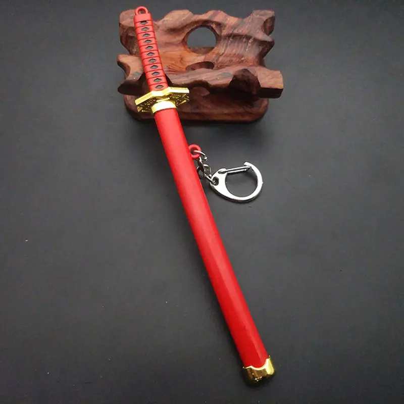 Anime One Piece Keychain Roronoa Zoro Samurai Sword Metal Key Pendant Scabbard Katana Buckle Jewelry Accessories Fashion Toys