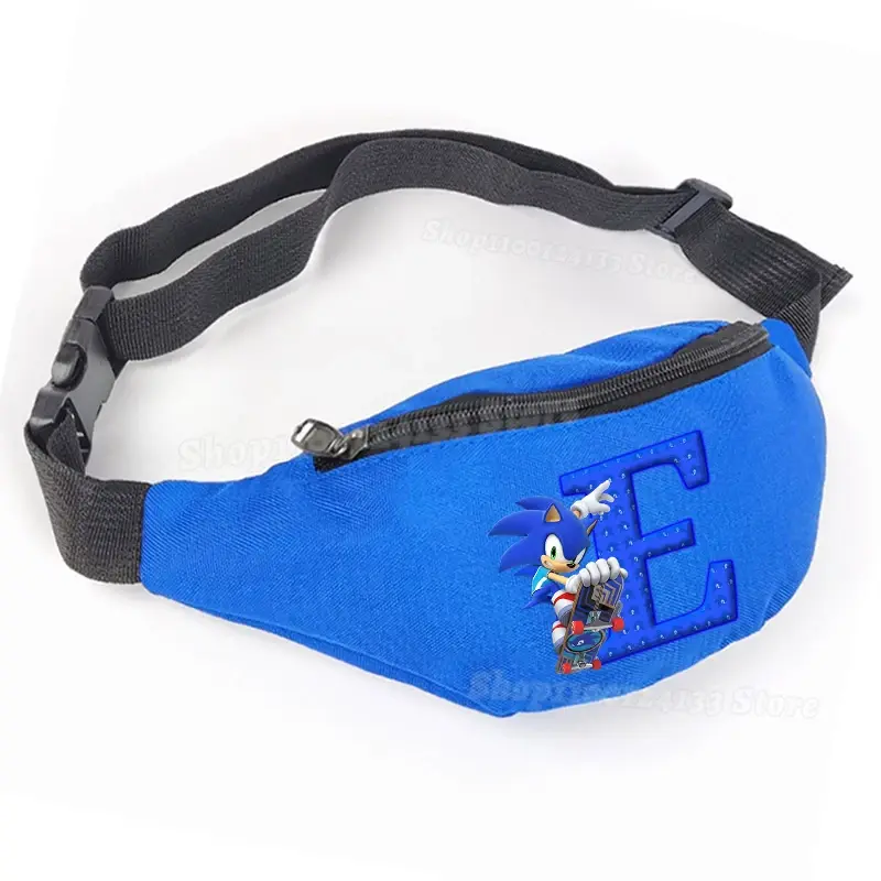 Soniced Boy Student Waist Bag Anime Letter A-Z Cute Y2K Trend Kawaii Print Kids Teenage Outdoor Sport Zipper Phone Belt Pack Hot