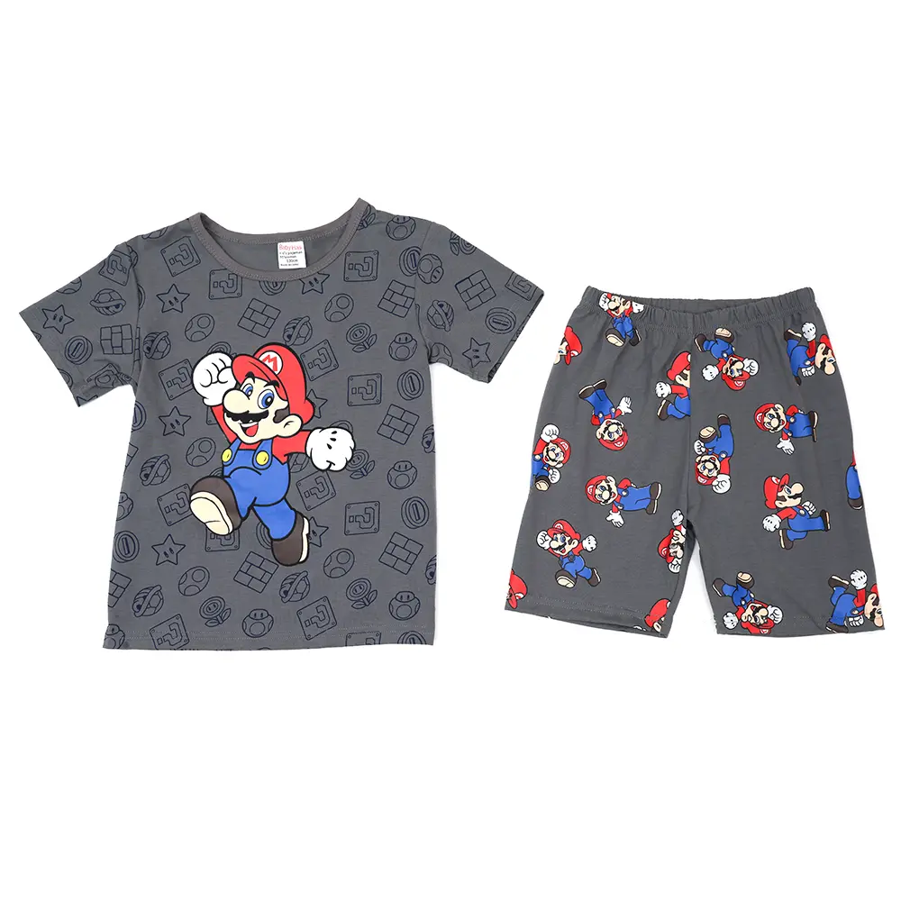 Super Mario Pyjamas Luigi T-Shirt & Shorts Set Boys Summer Loose Outfit Faddish Casual T-shirt Set