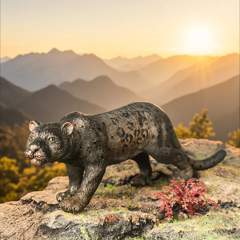 Oenux African Wild Animals Simulation Savage Cheetah Snow Leopard Jaguar Action Figure Figurines PVC Model Educational Kid Toys