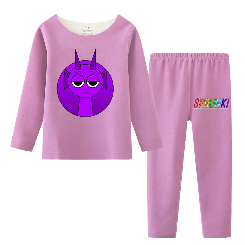 2pcs Sprunki High Quality Home Dress for Children Anime Fashion Pajamas Suit Boys Girls Autumn Winter Warm Clothing Sleepwear