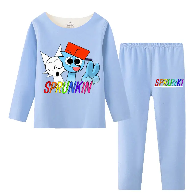 2pcs Sprunki High Quality Home Dress for Children Anime Fashion Pajamas Suit Boys Girls Autumn Winter Warm Clothing Sleepwear