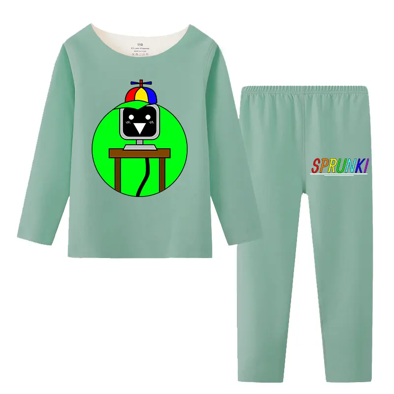 2pcs Sprunki High Quality Home Dress for Children Anime Fashion Pajamas Suit Boys Girls Autumn Winter Warm Clothing Sleepwear