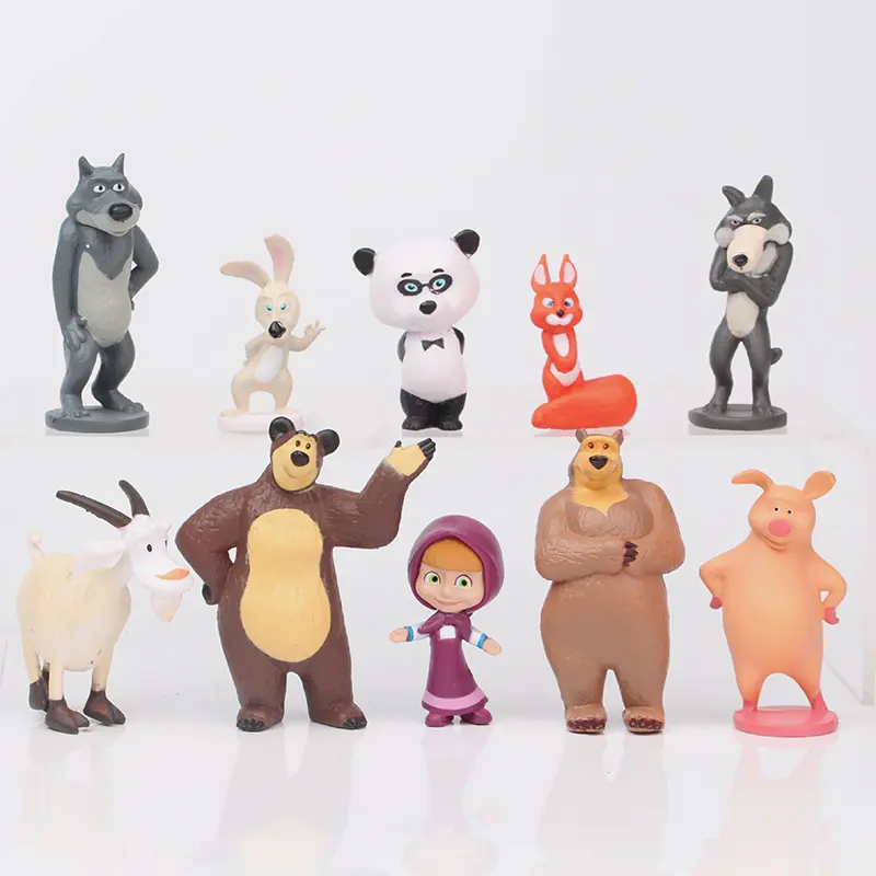 10pcs/set Masha Figure Toys Doll Masse Bear for Kids