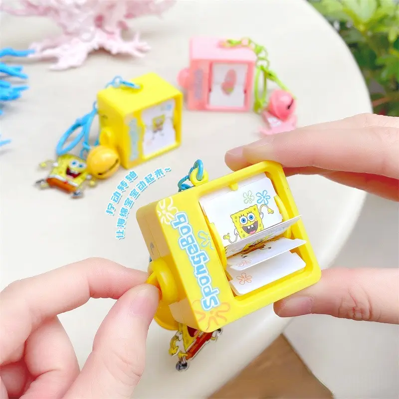 SpongeBob Animation Machine Series Keychain Patrick Cartoon Games Key-ring Kid Backpack Pendant Anime Mini Game Machine Keychain