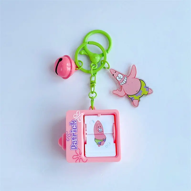 SpongeBob Animation Machine Series Keychain Patrick Cartoon Games Key-ring Kid Backpack Pendant Anime Mini Game Machine Keychain