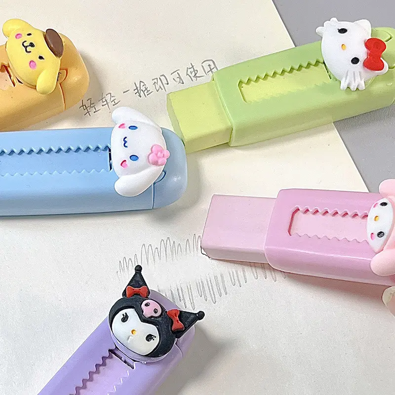 Cute Sanrio Hello Kitty Push-Pull Eraser Scalable Cartoon Eraser Sanrio Kuromi Cinnamoroll Eraser Student Reward Stationery Gift